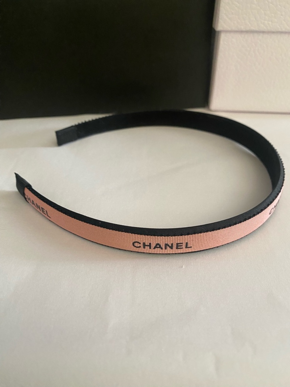 Chanel Ribbon Pink Logo Ribbon Slim Headband - Picture 2 of 5